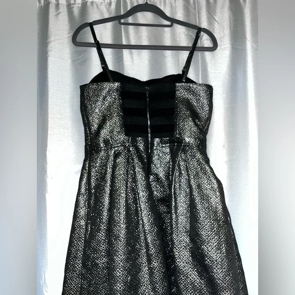 Guess Gunmetal shimmer embossed fit and flare cocktail dress - Picture 2 of 5